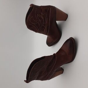 Matisse ankle leather booties western brown women 8M festival rodeo casual y2k